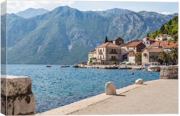The quayside in Perast Canvas Print by Jason Wells