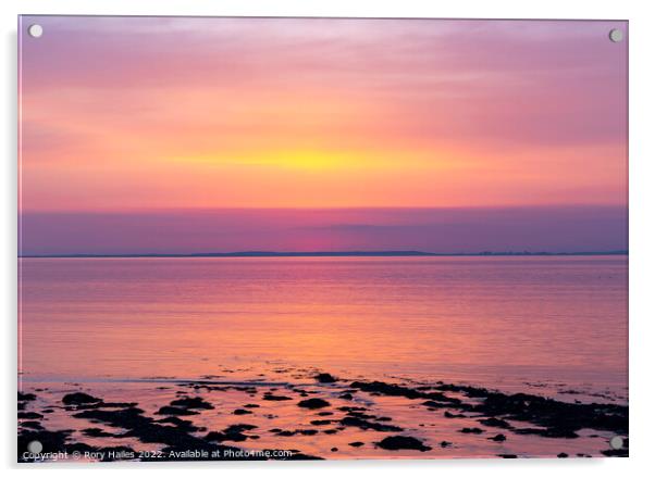 Colourful sunset over the Bristol channel Acrylic by Rory Hailes