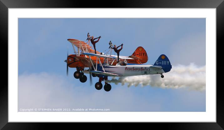 Wing Walking in the Air Framed Mounted Print by STEPHEN BAKER