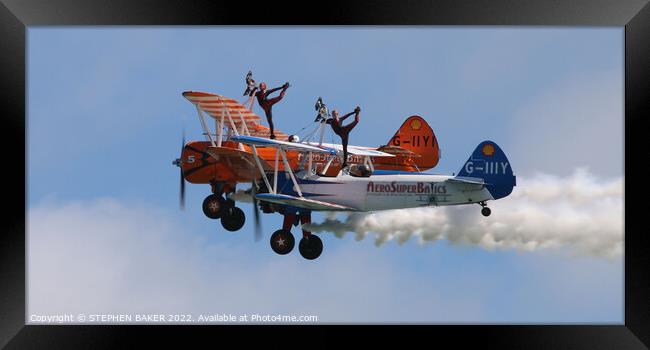 Wing Walking in the Air Framed Print by STEPHEN BAKER