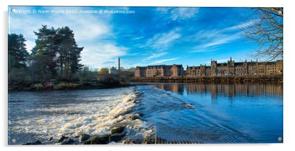 A panoramic view of the River Tay at Friarton Island Acrylic by Navin Mistry