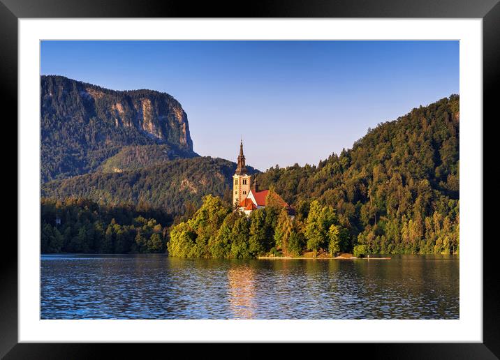Lake Bled and Bled Island at Sunrise in Slovenia Framed Mounted Print by Artur Bogacki