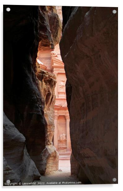 A glimpse of the treasury in Petra, Jordan Acrylic by Lensw0rld 