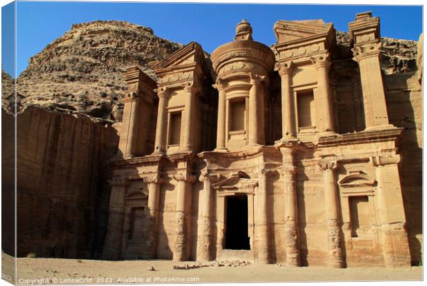 The Monastery in Petra, Jordan Canvas Print by Lensw0rld 