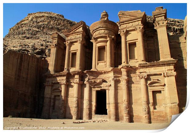 The Monastery in Petra, Jordan Print by Lensw0rld 