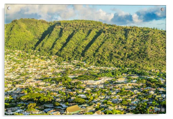 Colorful Manoa Valley Tantalus Lookout Honolulu Hawaii Acrylic by William Perry