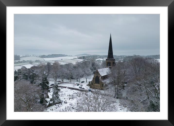 Wentworth Church Winter Scene Framed Mounted Print by Apollo Aerial Photography