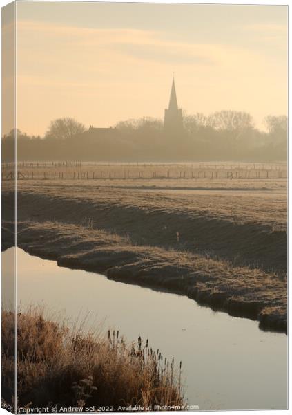 Church steeple silhouette Canvas Print by Andrew Bell
