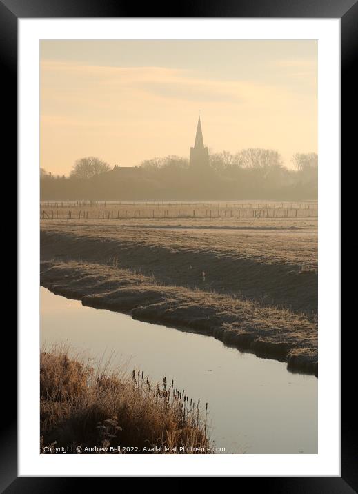 Church steeple silhouette Framed Mounted Print by Andrew Bell