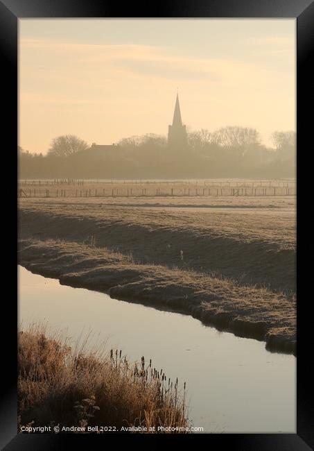 Church steeple silhouette Framed Print by Andrew Bell