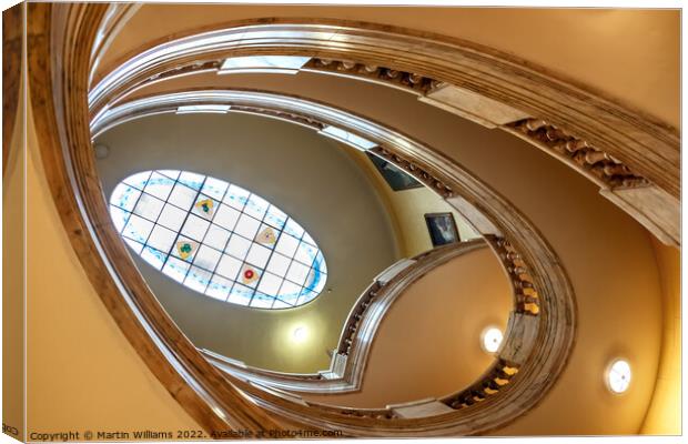 The spiral staircase at The Royal Horseguards Hotel, London Canvas Print by Martin Williams
