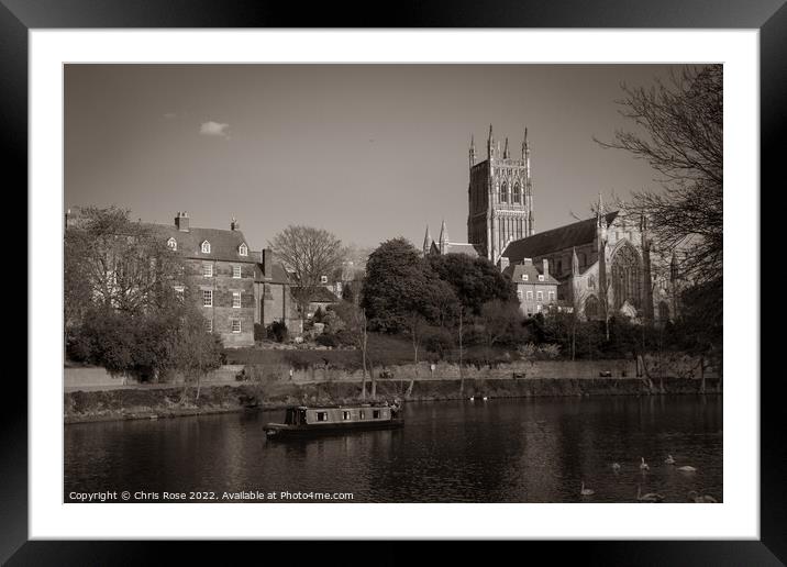 Canal boat on the River Severn Framed Mounted Print by Chris Rose