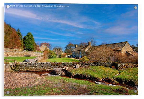 Blanchland village, Northumberland. Acrylic by Cass Castagnoli