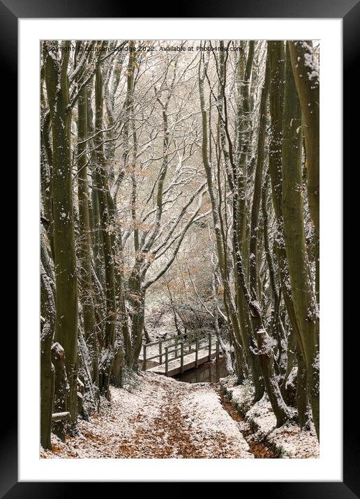 Bridge to Englishcombe village in the snow Framed Mounted Print by Duncan Savidge