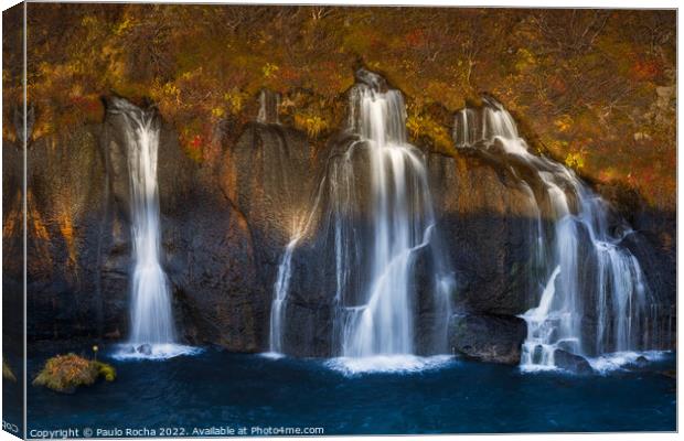 Hraunfossar waterfalls in autumn Canvas Print by Paulo Rocha