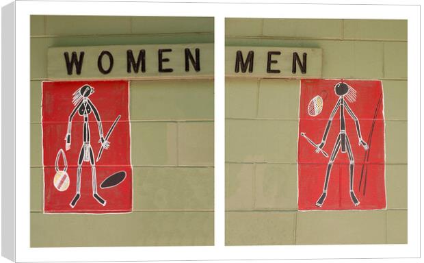 Men and Women Signs on Toilet Block Canvas Print by Antonio Ribeiro