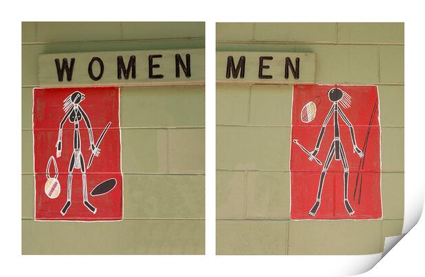 Men and Women Signs on Toilet Block Print by Antonio Ribeiro