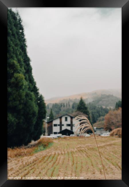 Japanese autumn countryside village Framed Print by Sanga Park