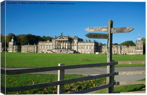 Wentworth Woodhouse and Signpost Canvas Print by Alison Chambers