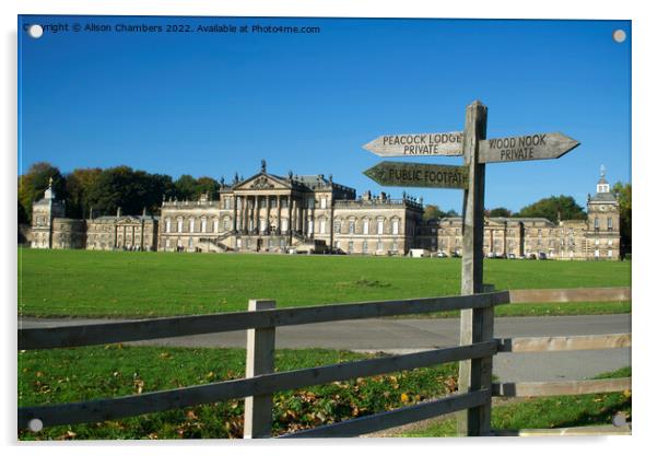Wentworth Woodhouse and Signpost Acrylic by Alison Chambers
