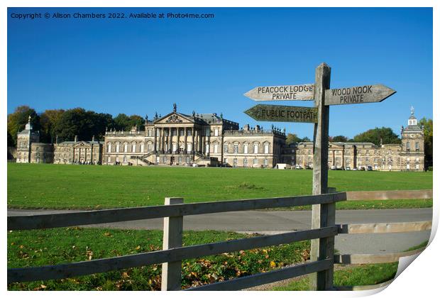 Wentworth Woodhouse and Signpost Print by Alison Chambers