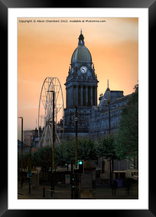 Leeds Town Hall Daybreak Portrait  Framed Mounted Print by Alison Chambers