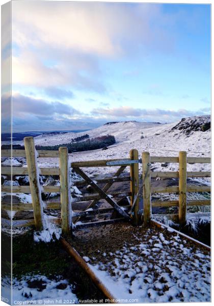 Higger Tor in Winter, Derbyshire. Canvas Print by john hill