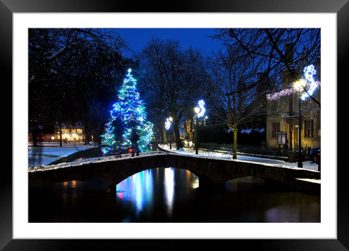 Bourton on the Water Christmas Tree Cotswolds Framed Mounted Print by Andy Evans Photos