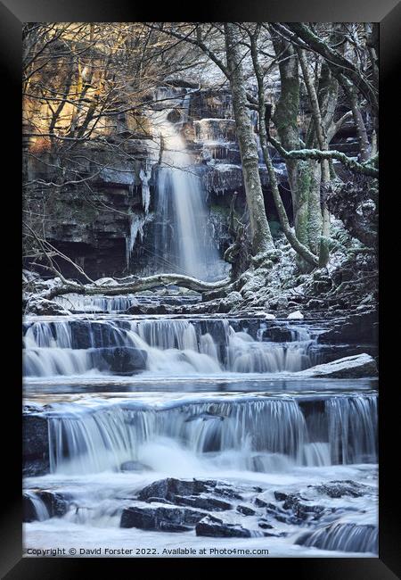 Summerhill Force in Winter, Bowlees, Teesdale, County Durham, UK Framed Print by David Forster