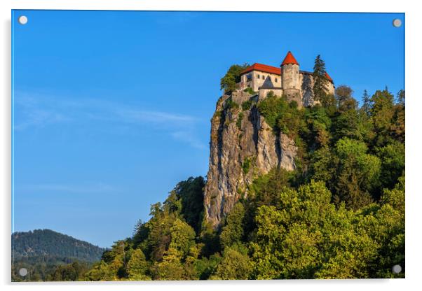 Medieval Bled Castle On Rock Acrylic by Artur Bogacki