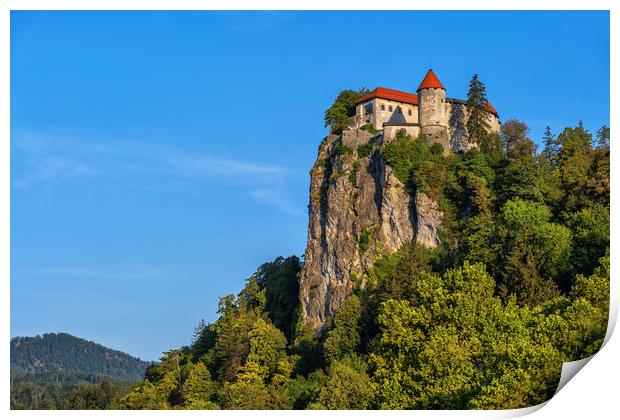 Medieval Bled Castle On Rock Print by Artur Bogacki