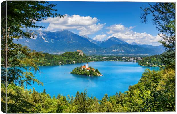 Lake Bled Landscape With And Island In Slovenia Canvas Print by Artur Bogacki