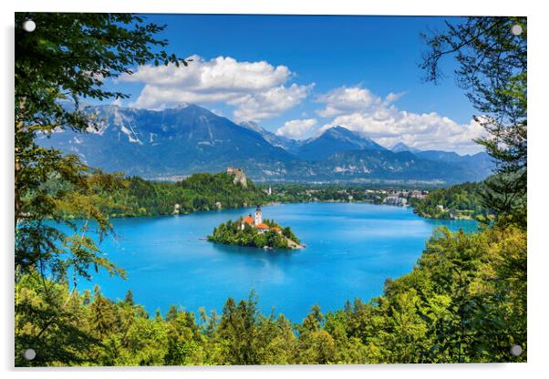 Lake Bled Landscape With And Island In Slovenia Acrylic by Artur Bogacki