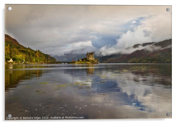 Loch Duich, Eilean Donan Castle and Mist, Scotland Acrylic by Barbara Jones