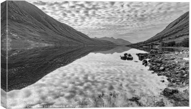 Loch Etive Scotland Black and White. Canvas Print by Craig Yates