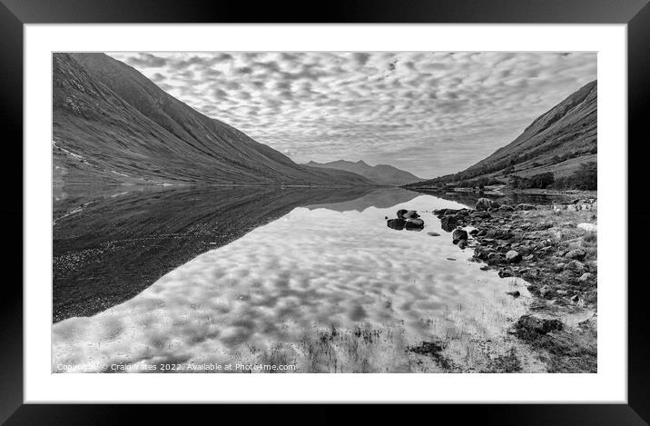 Loch Etive Scotland Black and White. Framed Mounted Print by Craig Yates