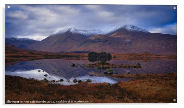 Reflections of Glencoe in Scotland Acrylic by Ann Biddlecombe