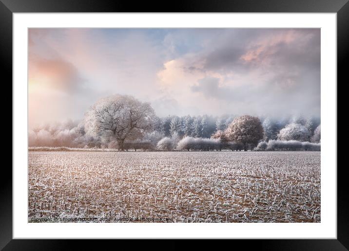 Frosty winter rural landscape at sunrise Norfolk Framed Mounted Print by Simon Bratt LRPS