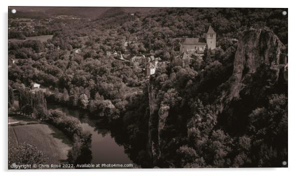 St Cirq Lapopie, France Acrylic by Chris Rose