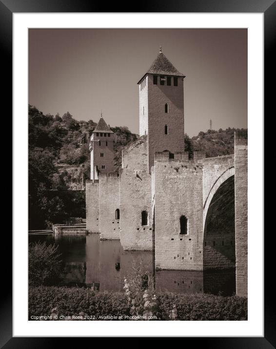 Cahors. Pont Valentre fortified bridge Framed Mounted Print by Chris Rose