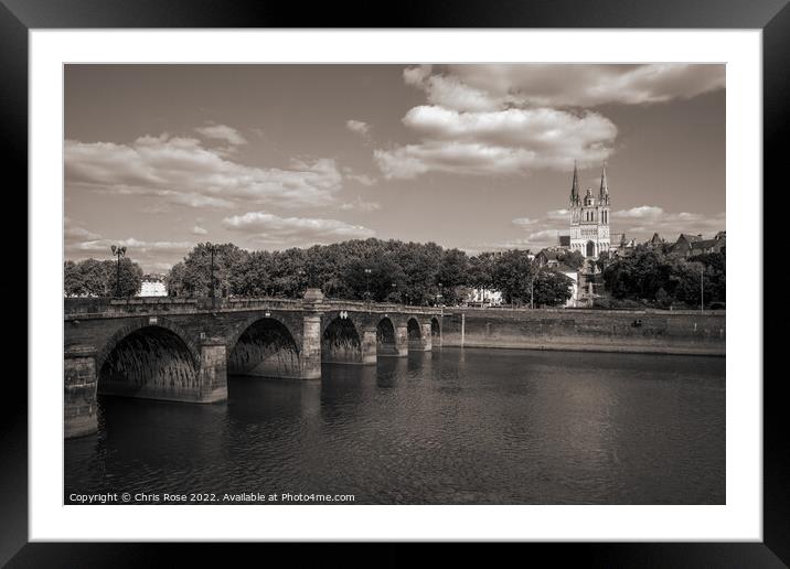 Angers, river and cathedral Framed Mounted Print by Chris Rose