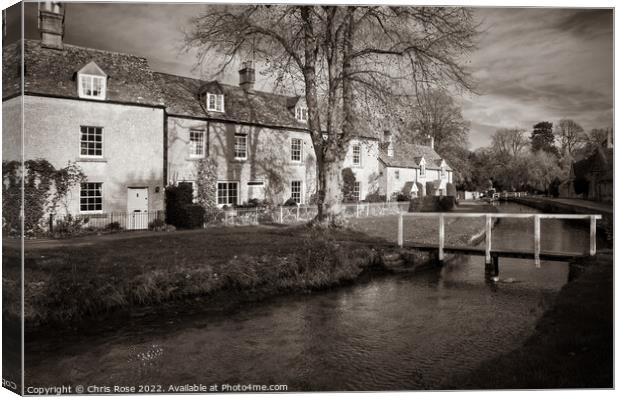 Lower Slaughter, cotswold cottages Canvas Print by Chris Rose