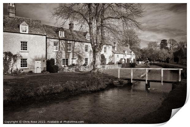 Lower Slaughter, cotswold cottages Print by Chris Rose