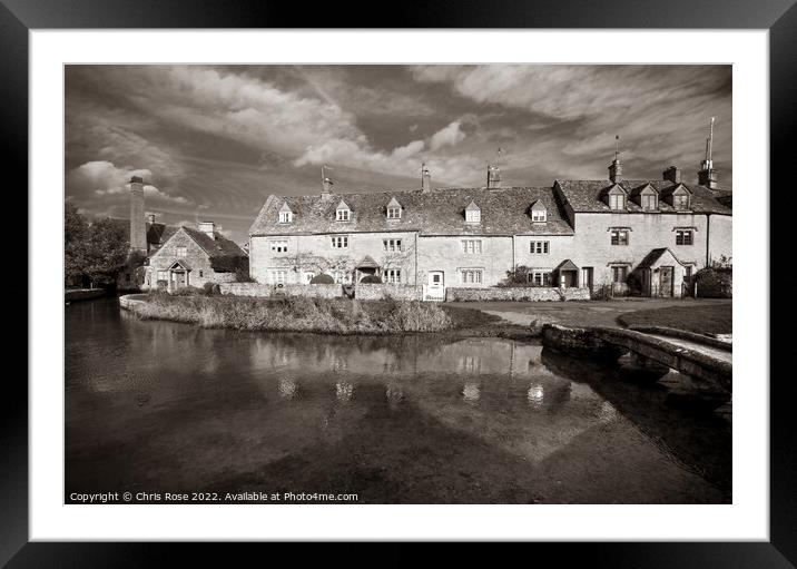 Lower Slaughter, cotswold cottages Framed Mounted Print by Chris Rose