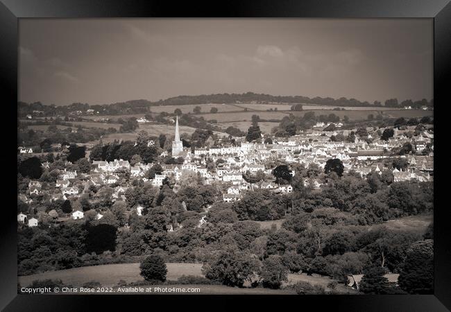 Painswick Cotswold countryside view Framed Print by Chris Rose