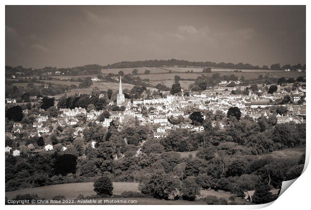Painswick Cotswold countryside view Print by Chris Rose