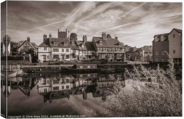 Tewkesbury, Cottages near Abbey Mill Canvas Print by Chris Rose