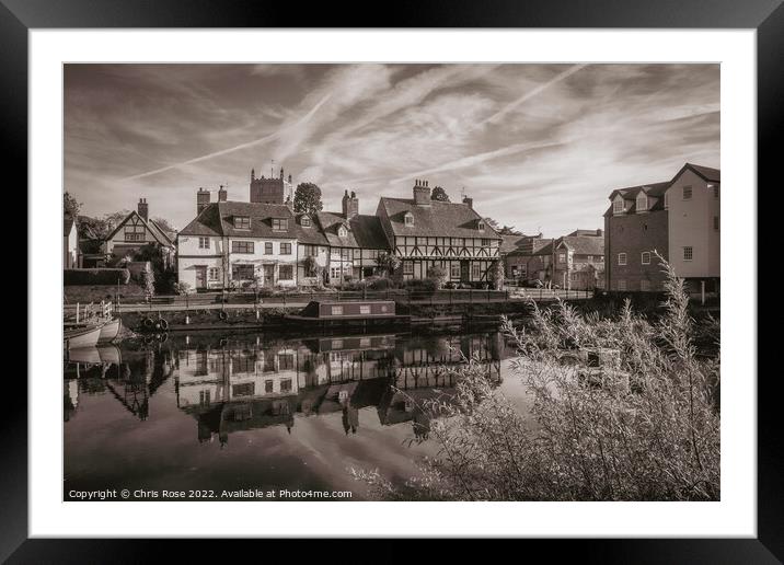 Tewkesbury, Cottages near Abbey Mill Framed Mounted Print by Chris Rose