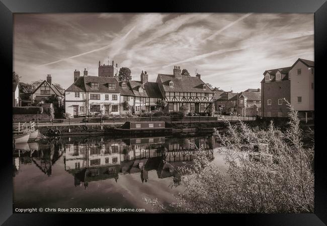 Tewkesbury, Cottages near Abbey Mill Framed Print by Chris Rose