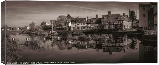 Tewkesbury. Cottages near Abbey Mill Canvas Print by Chris Rose